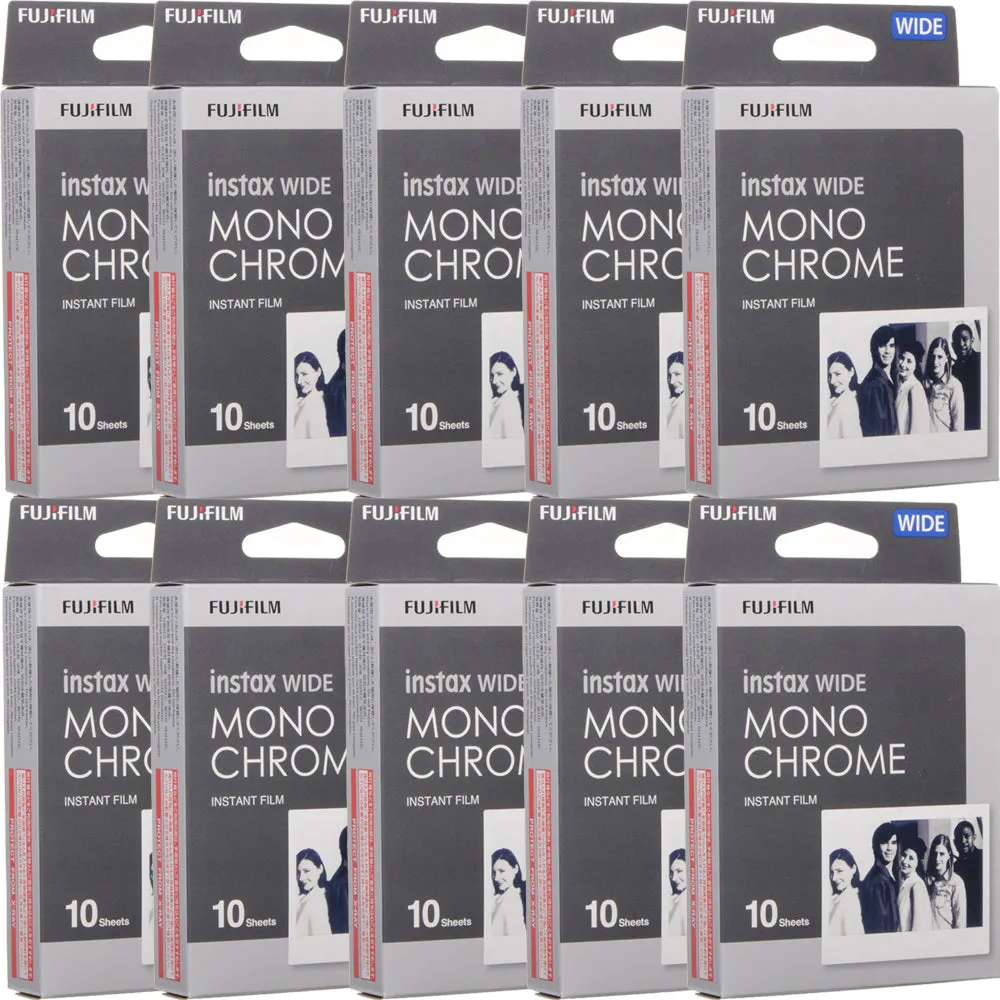 10 Pack FUJIFILM INSTAX Pack Wide Monochrome Instant Film (100 Exposures)