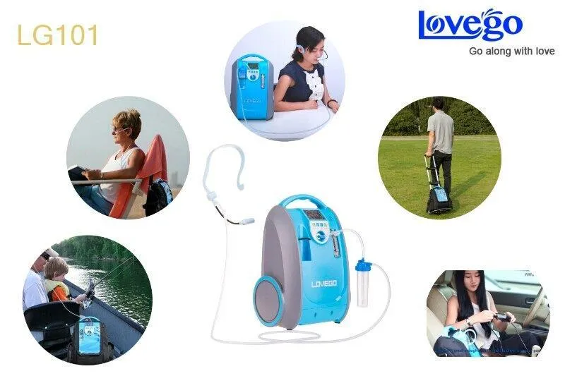 1L-5L/min Portable battery oxygen concentrator with 2 Batteries 2 Chargers I Lovego I LG101