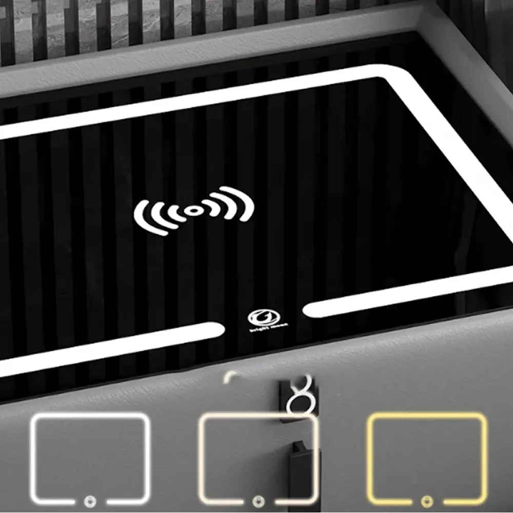 2-Drawers Nightstand with Wireless Charging, Fingerprint, Speaker and LED HA-61