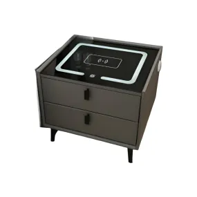 2-Drawers Nightstand with Wireless Charging, Fingerprint, Speaker and LED HA-61