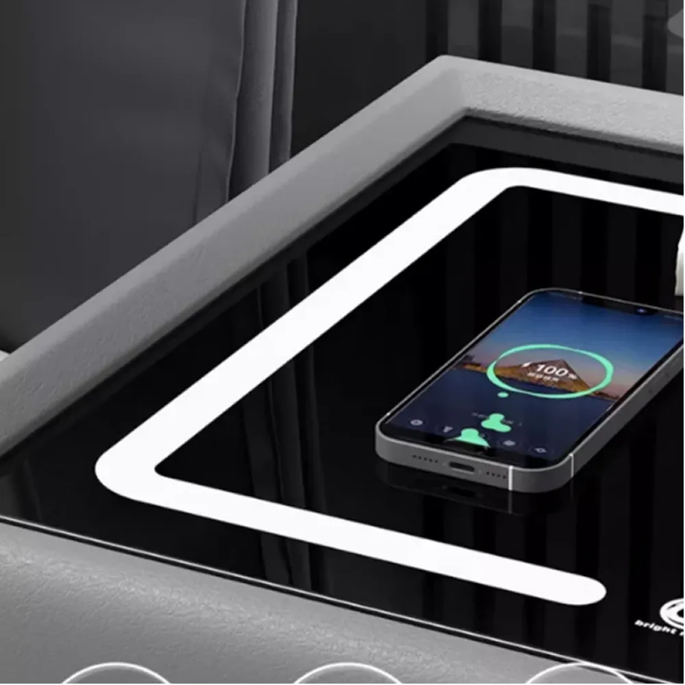 2-Drawers Nightstand with Wireless Charging, Fingerprint, Speaker and LED HA-61