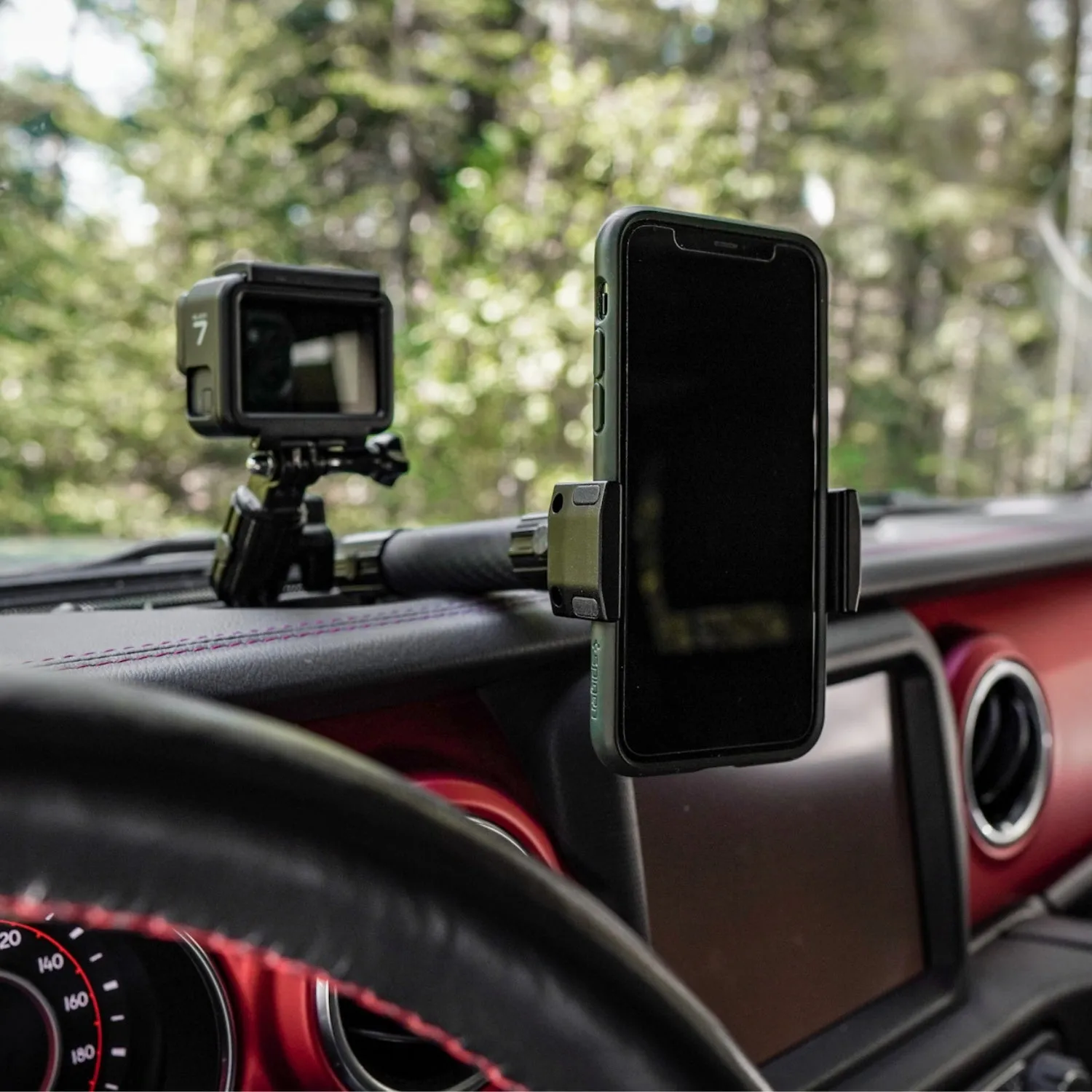 2018-2023 Jeep Wrangler JL   2020-2023 Jeep Gladiator Driver Side Jeep Phone Mount & Action Camera Mount