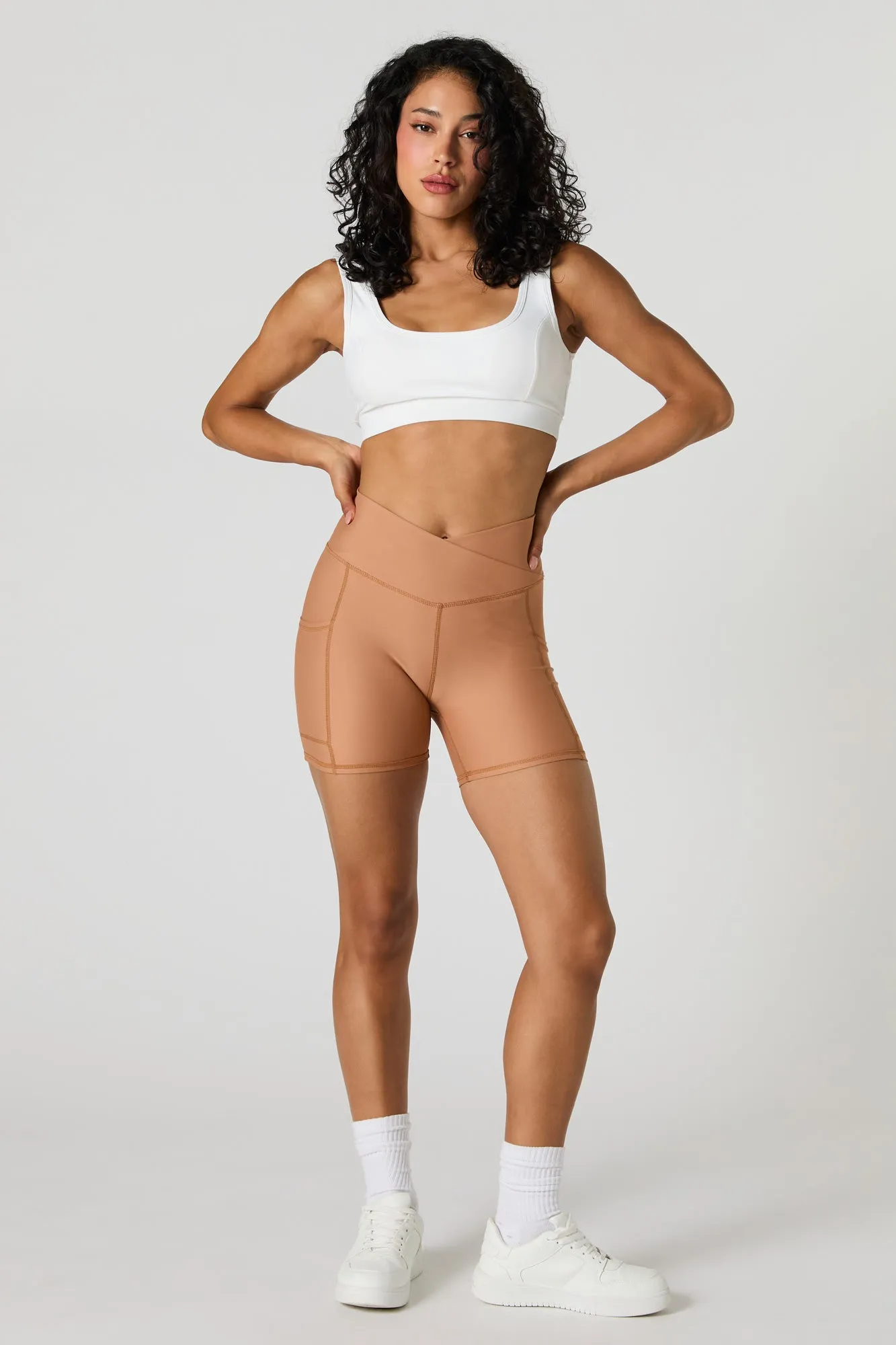 Active Surplice Waist Biker Short with Pockets