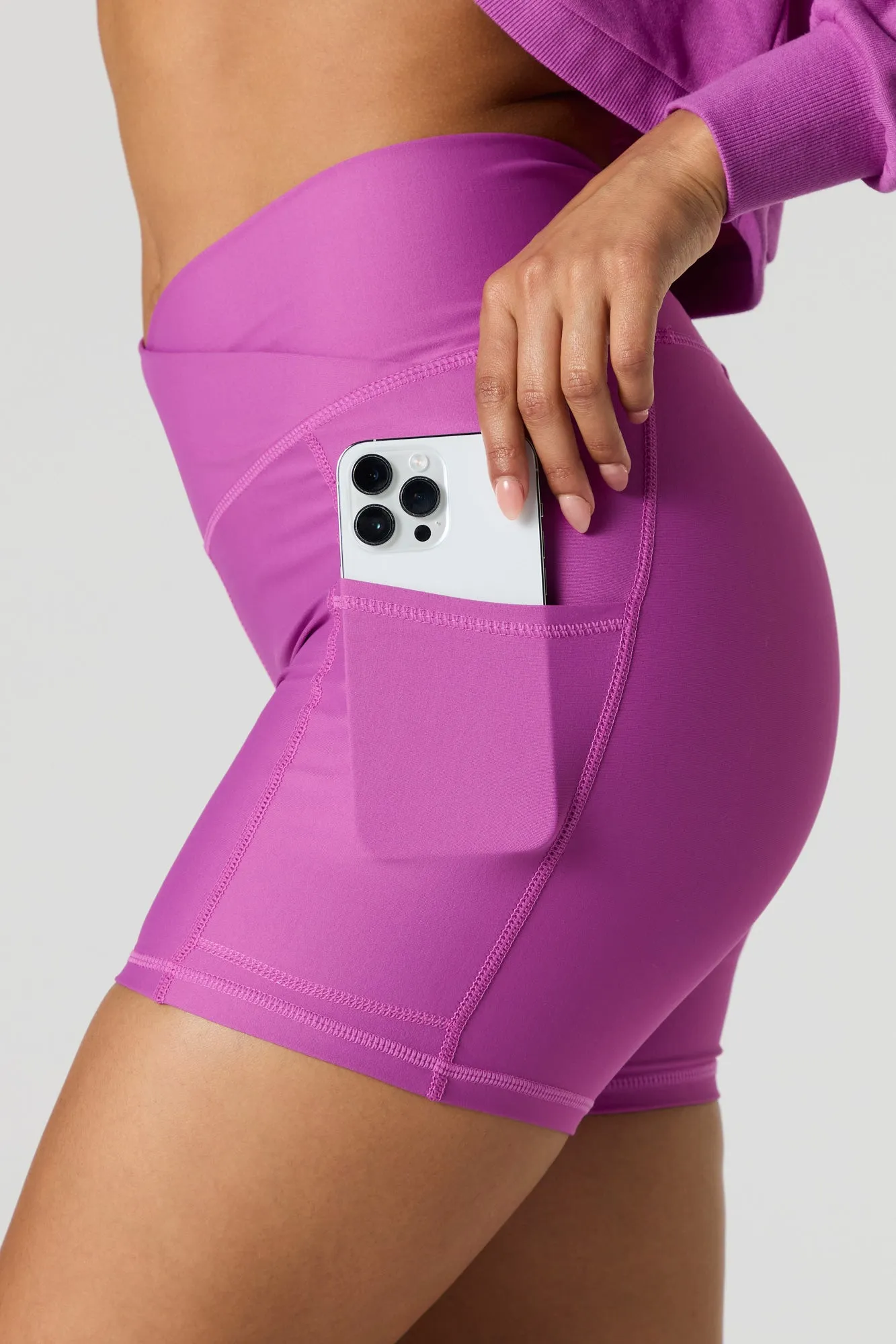 Active Surplice Waist Biker Short with Pockets
