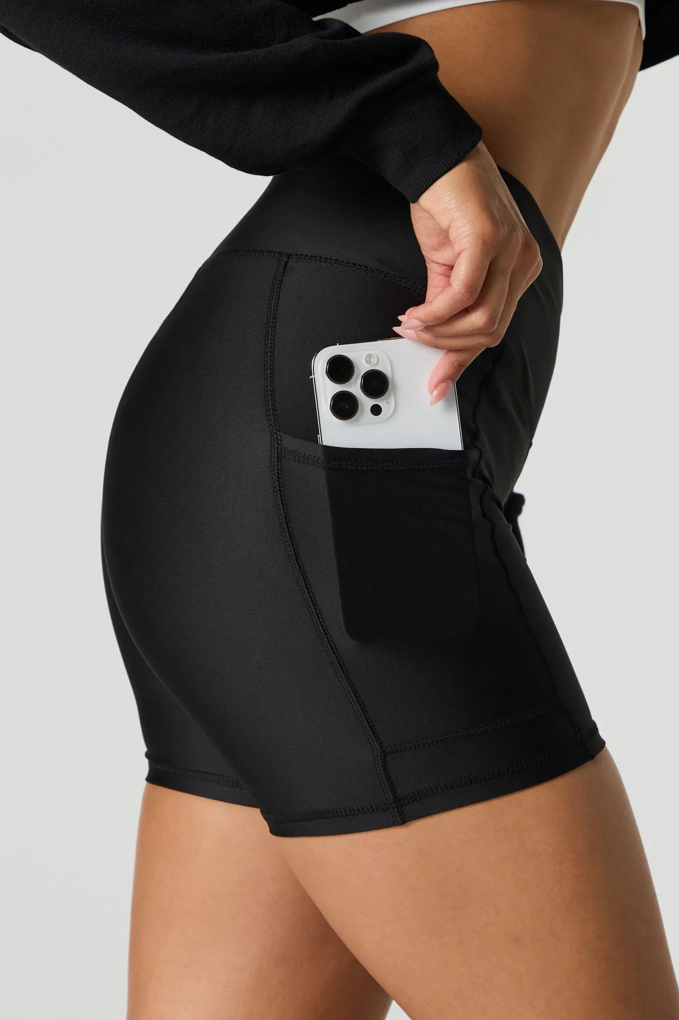 Active Surplice Waist Biker Short with Pockets