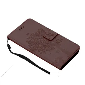 Anymob Huawei Phone Case Brown 3D Tree Flip Leather Wallet Cover