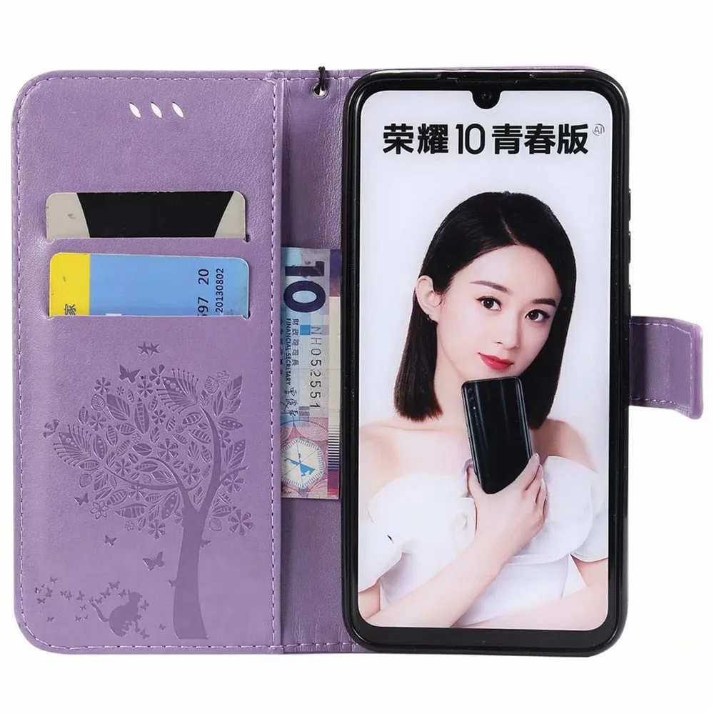 Anymob Huawei Phone Case Brown 3D Tree Flip Leather Wallet Cover