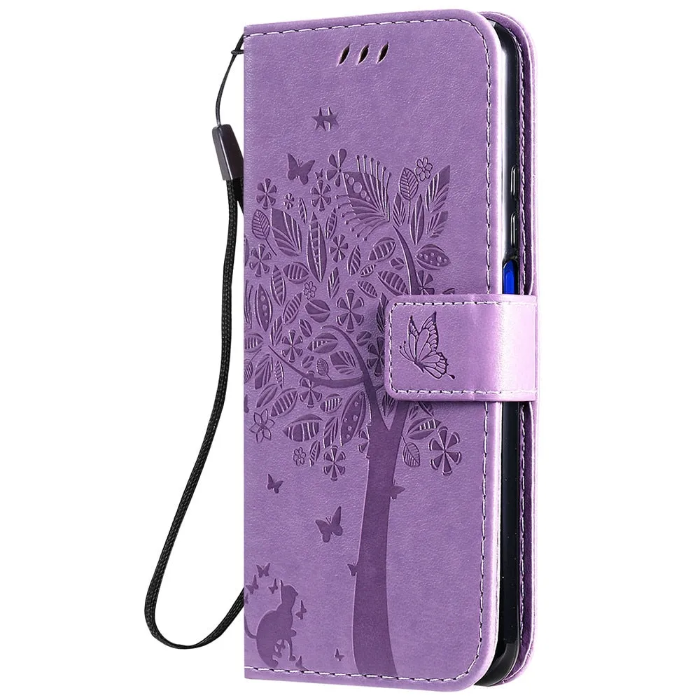 Anymob Huawei Phone Case Gray Butterfly Design Flip Leather Wallet Phone Cover