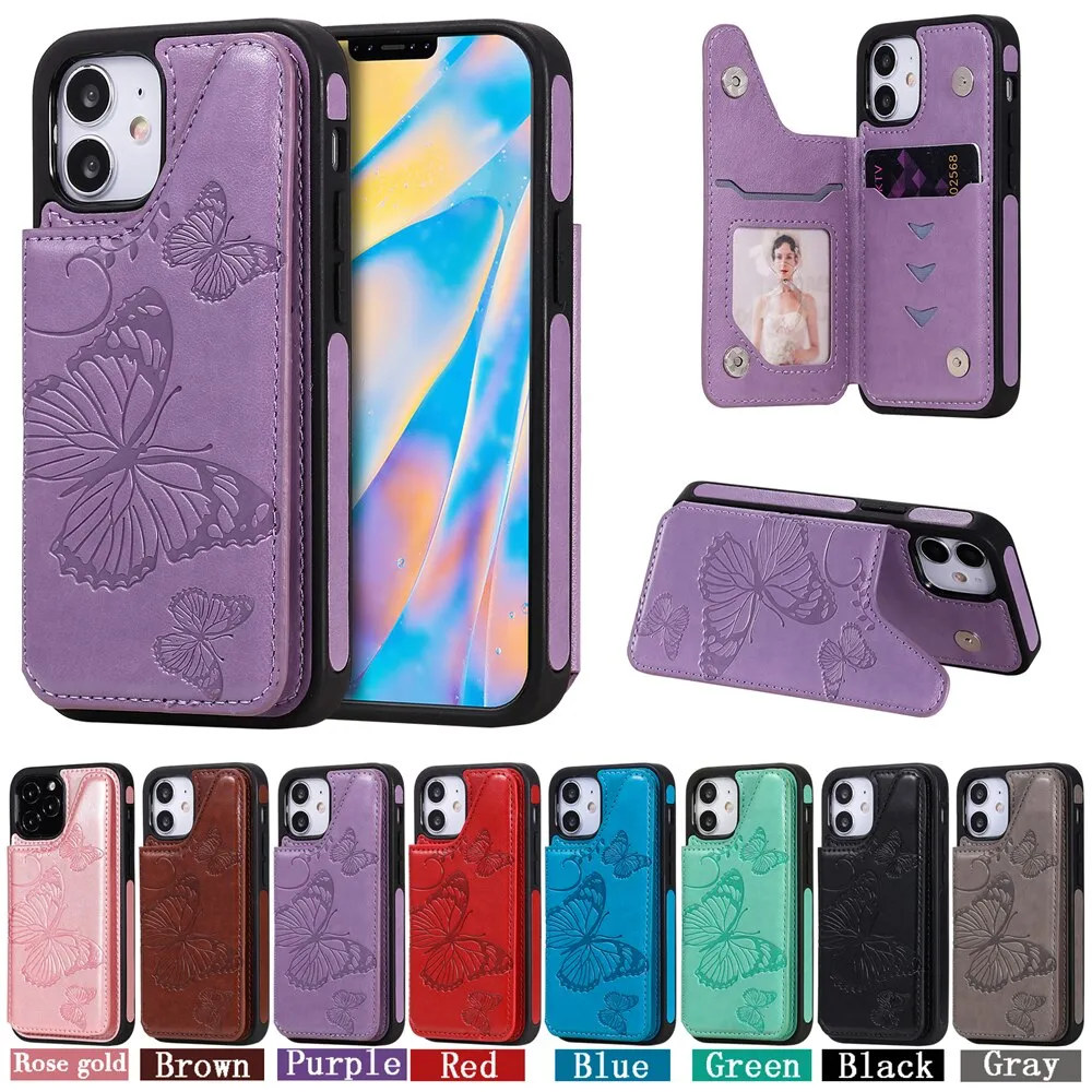 Anymob iPhone Black 3D Butterfly Flip Leather Case Mini Wallet Book Cover