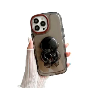 Anymob iPhone Black Astronaut Holder Phone Case Transparent Shockproof Bumper Back Cover