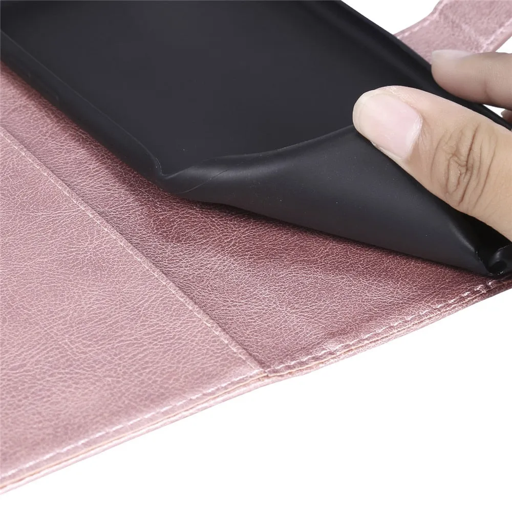 Anymob iPhone Black Flip Leather Phone Case Solid Color Wallet Cover