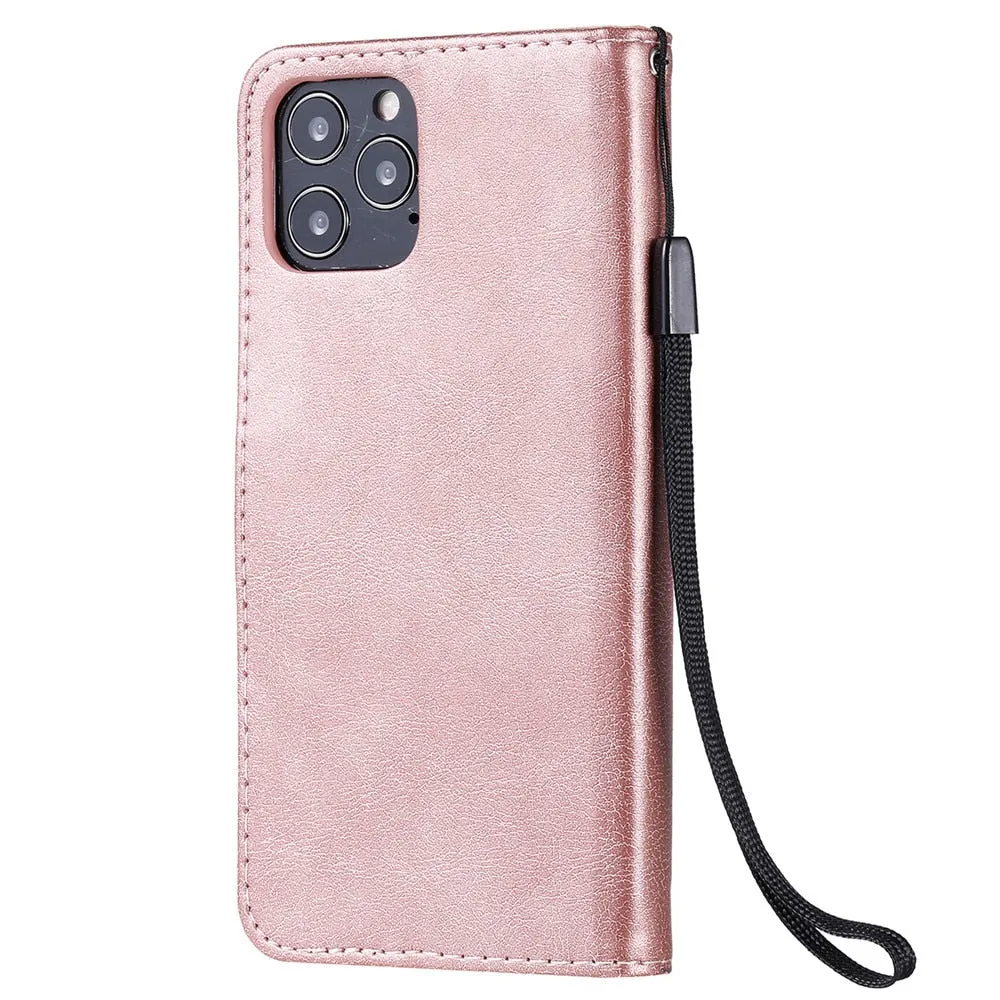 Anymob iPhone Black Flip Leather Phone Case Solid Color Wallet Cover
