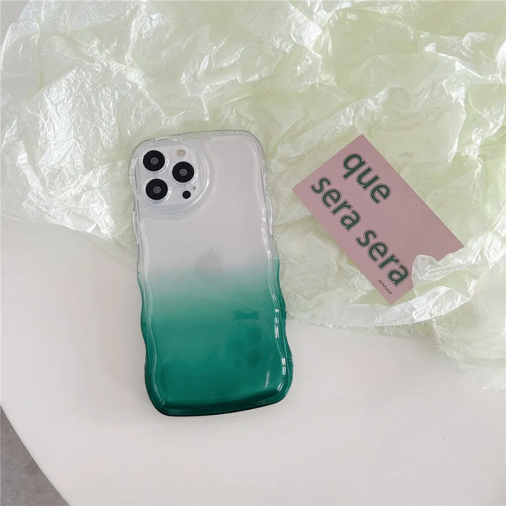 Anymob iPhone Black Gradient Clear Curly Wave Phone Case Shockproof Transparent Cover