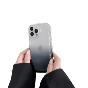Anymob iPhone Black Gradient Clear Curly Wave Phone Case Shockproof Transparent Cover