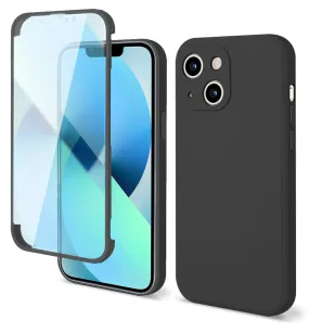 Anymob iPhone Black Silicon Transparent Tempered Glass Shockproof Phone Case Soft Cover
