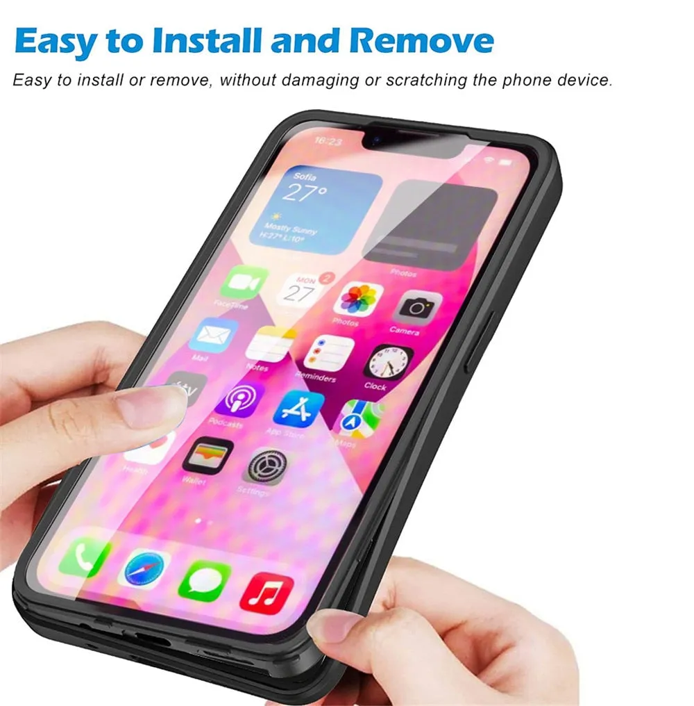 Anymob iPhone Black Silicon Transparent Tempered Glass Shockproof Phone Case Soft Cover