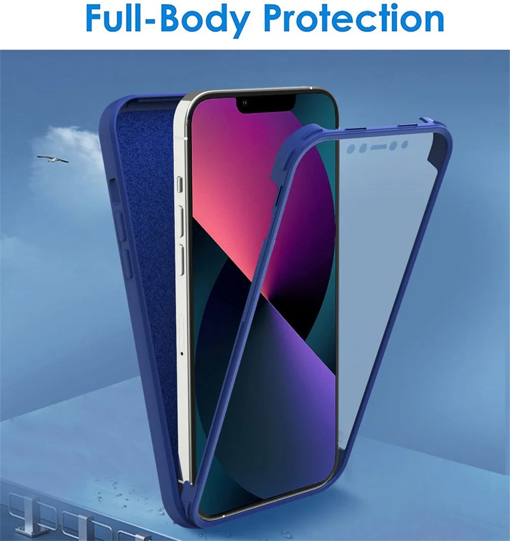 Anymob iPhone Black Silicon Transparent Tempered Glass Shockproof Phone Case Soft Cover