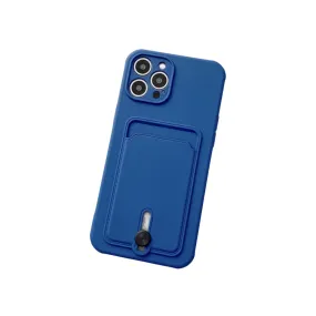 Anymob iPhone Blue Wallet Card Holder Soft Silicone Phone Case Candy Color Shockproof Cover