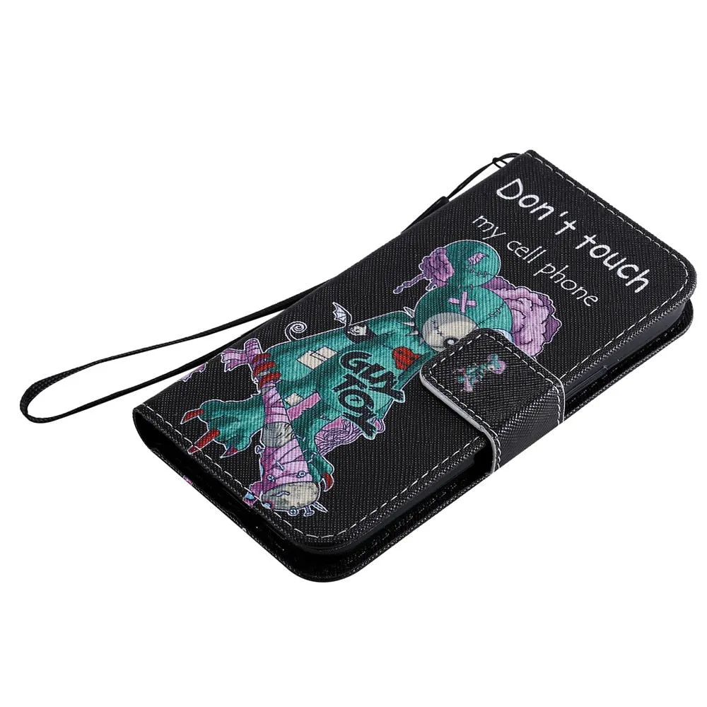 Anymob iPhone Case Cheetah Flip Cover Cartoon Painted Magnetic Leather Wallet Card Slot
