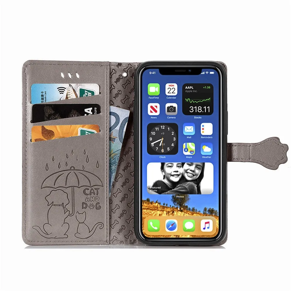 Anymob iPhone Case Gray Magnetic Flip Leather Card slot Wallet Phone Book Style Cover