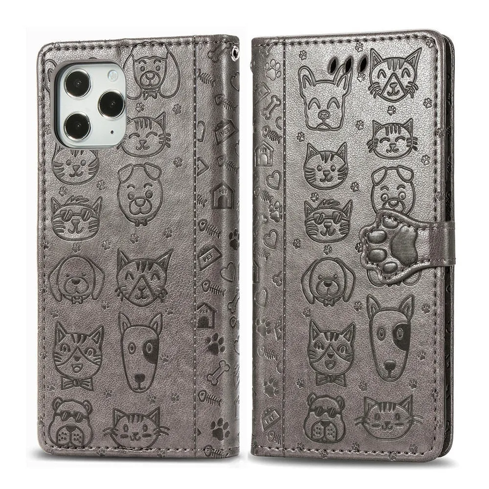 Anymob iPhone Case Gray Magnetic Flip Leather Card slot Wallet Phone Book Style Cover