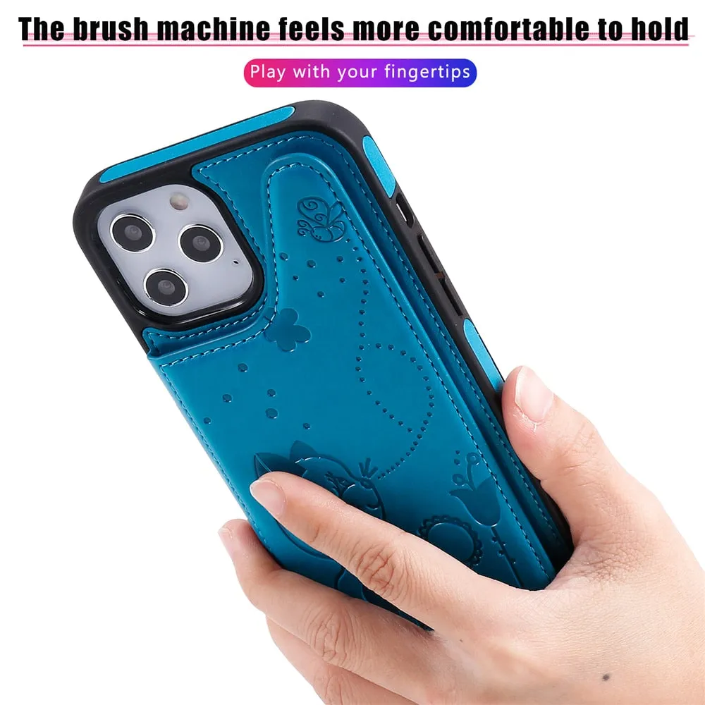 Anymob iPhone Case Green Flip Leather Holder Stand Book Cover