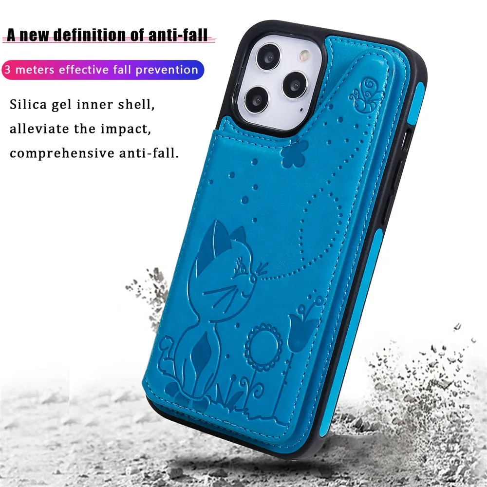 Anymob iPhone Case Green Flip Leather Holder Stand Book Cover