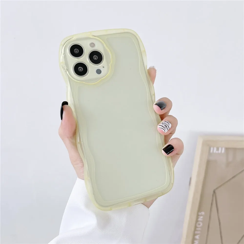 Anymob iPhone Case Light Blue Curly Wavy Shockproof Bumper Transparent Silicon Cover