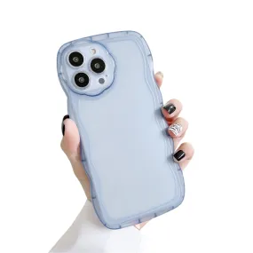 Anymob iPhone Case Light Blue Curly Wavy Shockproof Bumper Transparent Silicon Cover