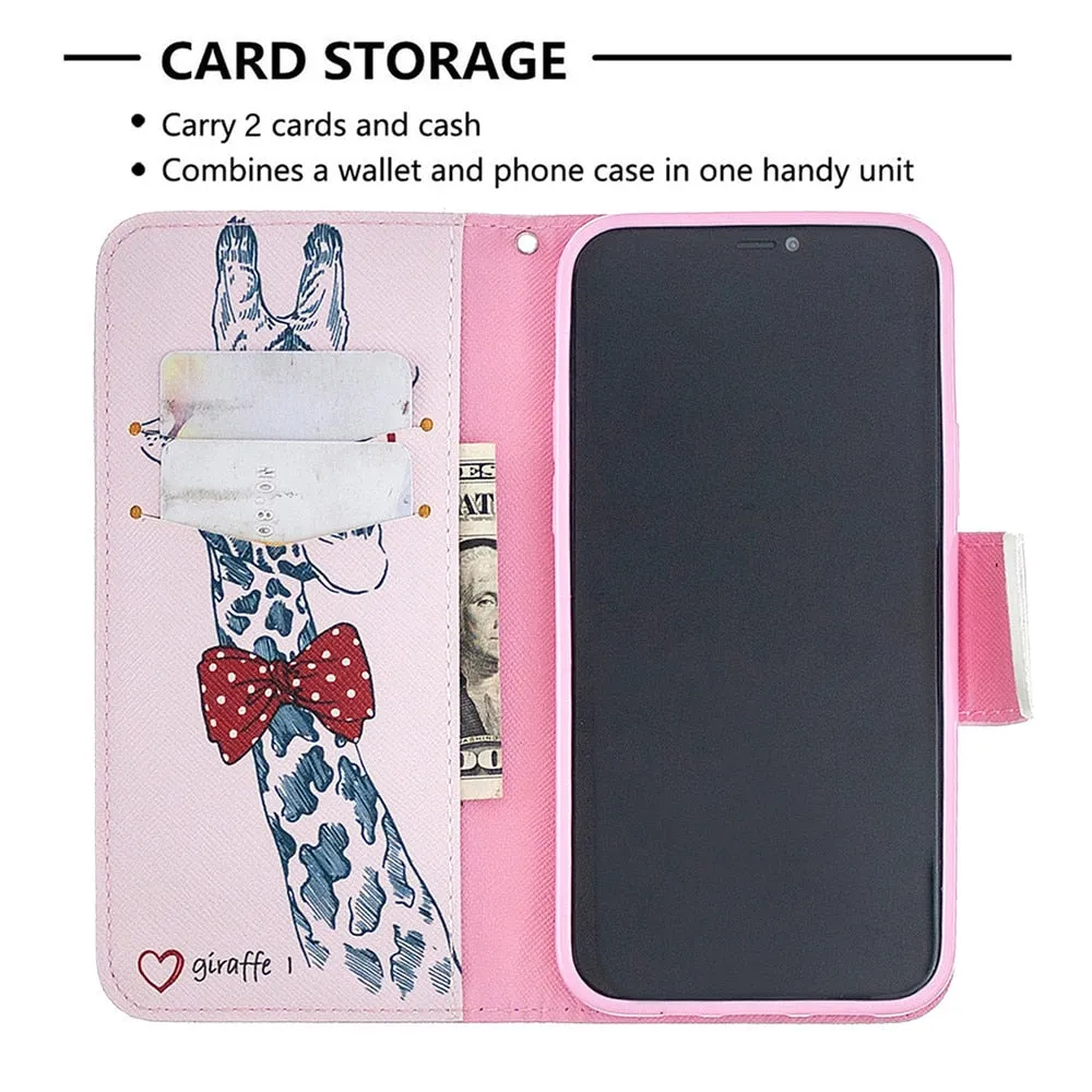 Anymob iPhone Case Multicolor Leaf Flip Cover Fashion Painted Wallet Leather Bag Shell