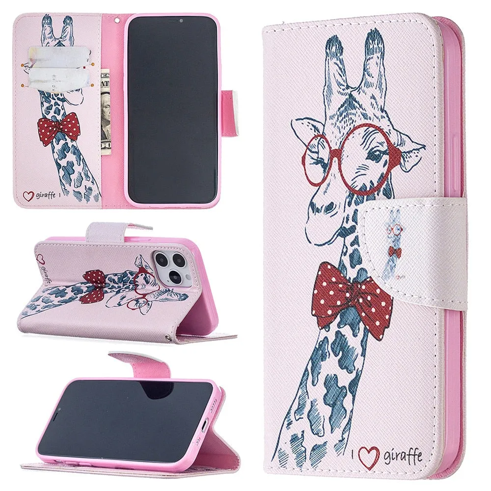 Anymob iPhone Case Multicolor Leaf Flip Cover Fashion Painted Wallet Leather Bag Shell