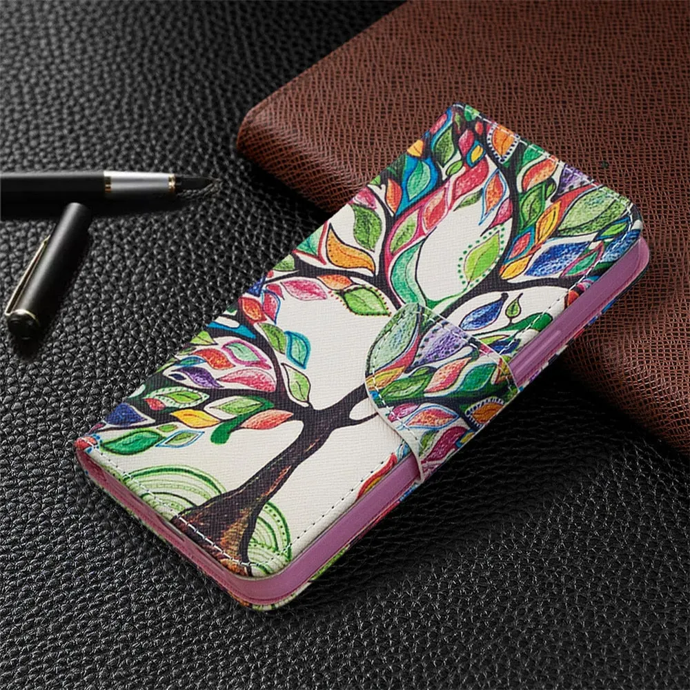 Anymob iPhone Case Multicolor Leaf Flip Cover Fashion Painted Wallet Leather Bag Shell