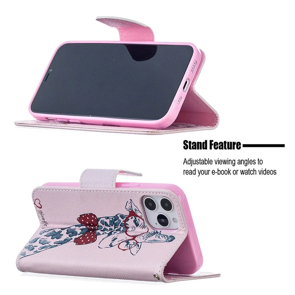 Anymob iPhone Case Multicolor Leaf Flip Cover Fashion Painted Wallet Leather Bag Shell