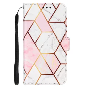 Anymob iPhone Case Pink Marble Leather Magnetic Flip Wallet Cover