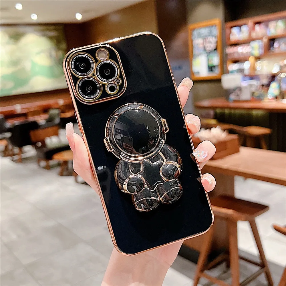 Anymob iPhone Case Sky Blue Universal 6D Astronaut Foldable Holder Phone Cover