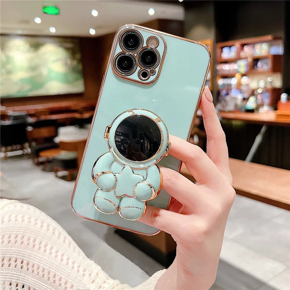 Anymob iPhone Case Sky Blue Universal 6D Astronaut Foldable Holder Phone Cover
