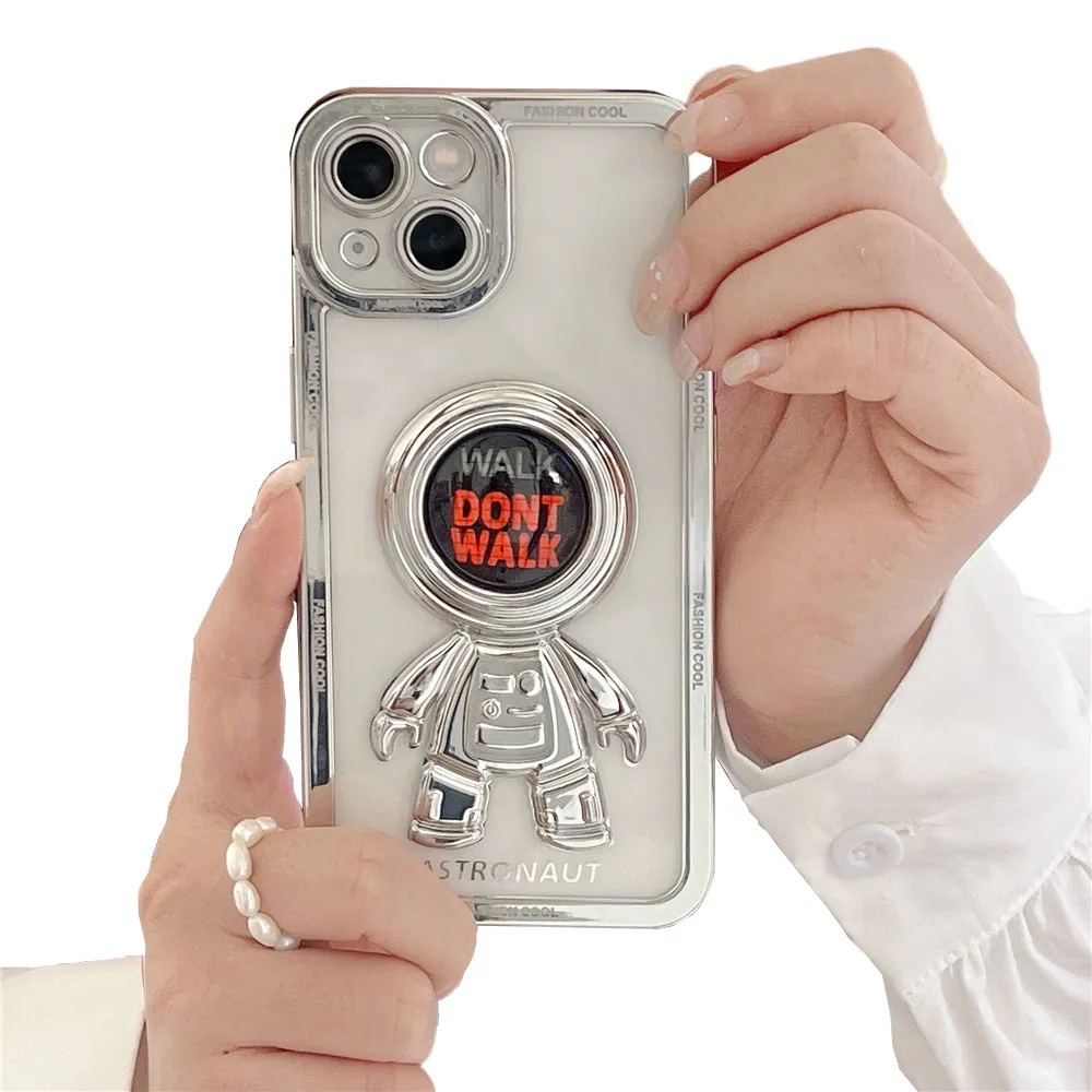 Anymob iPhone Case Space Black and Red Chromed Astronaut Foldable Holder Phone Cover