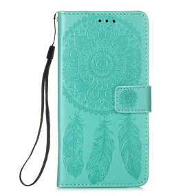 Anymob iPhone Case Turquoise Embossed Book Style Flip Wallet PU Leather With Card Slot
