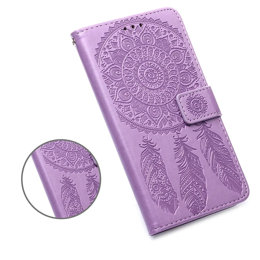 Anymob iPhone Case Turquoise Embossed Book Style Flip Wallet PU Leather With Card Slot
