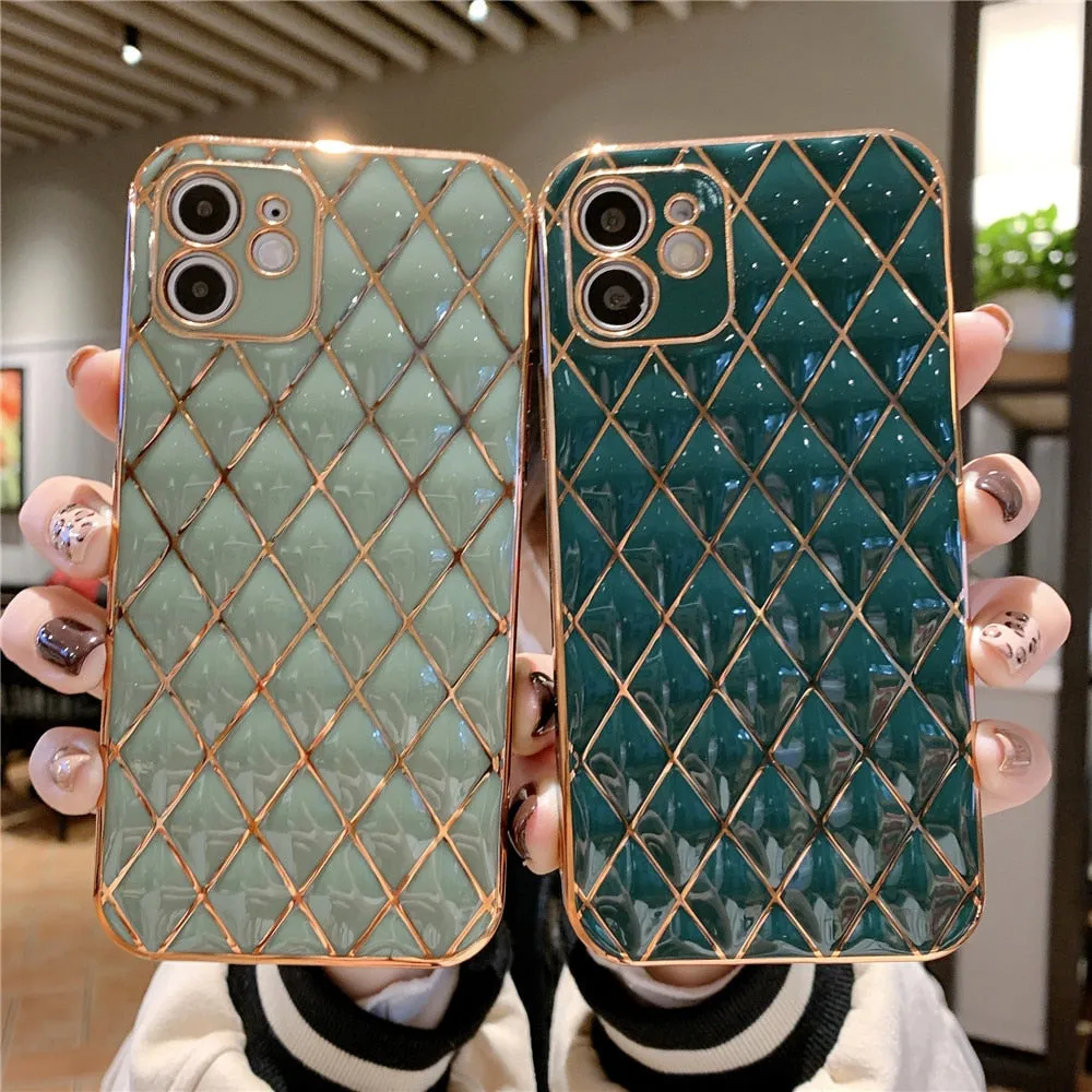 Anymob iPhone Dark Green Electroplated Phone Case Soft Silicone Shockproof Back Cover