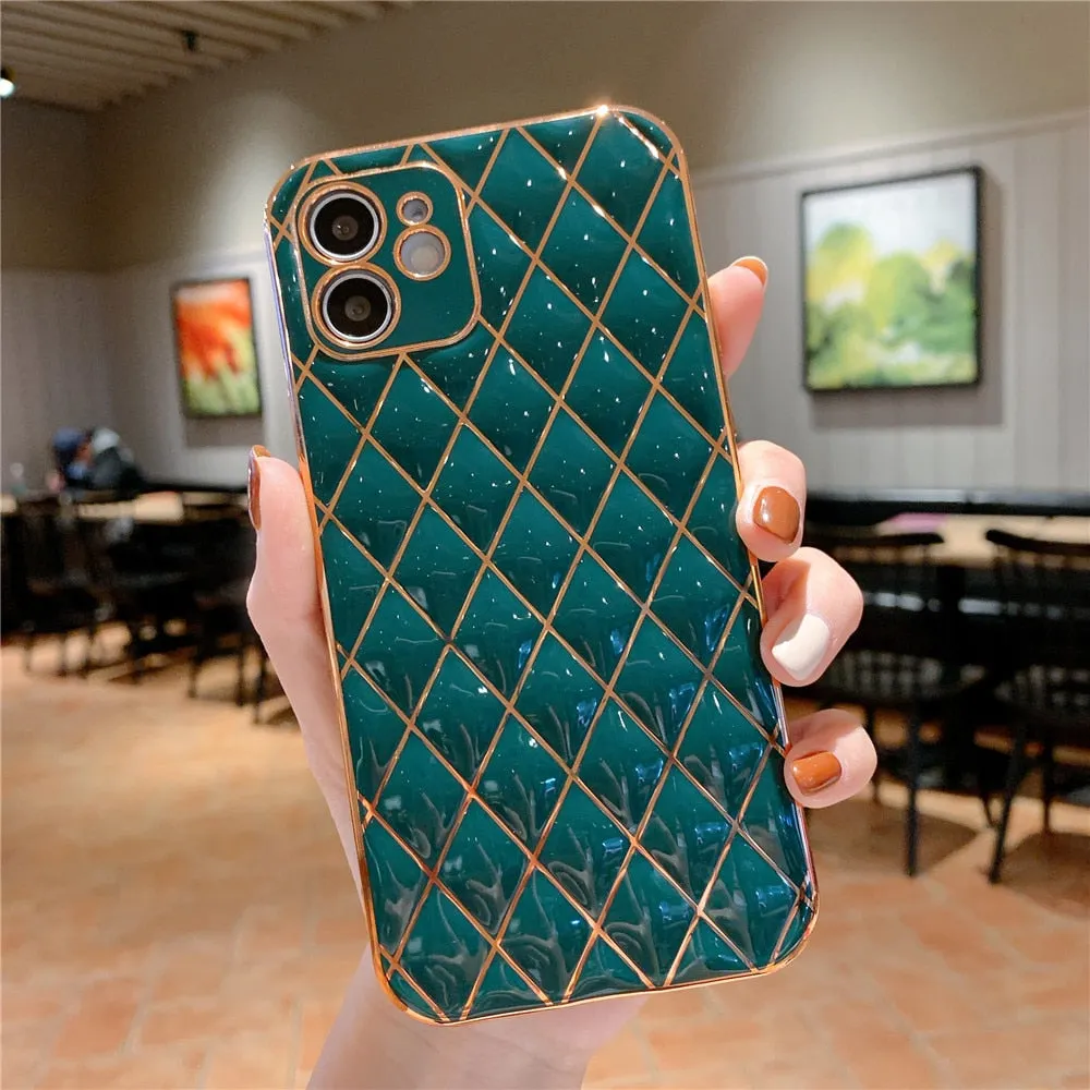 Anymob iPhone Dark Green Electroplated Phone Case Soft Silicone Shockproof Back Cover