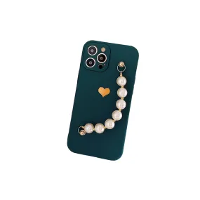 Anymob iPhone Green Love Heart Pearl Bracelet Phone Case Mini Soft Silicone Back Cover