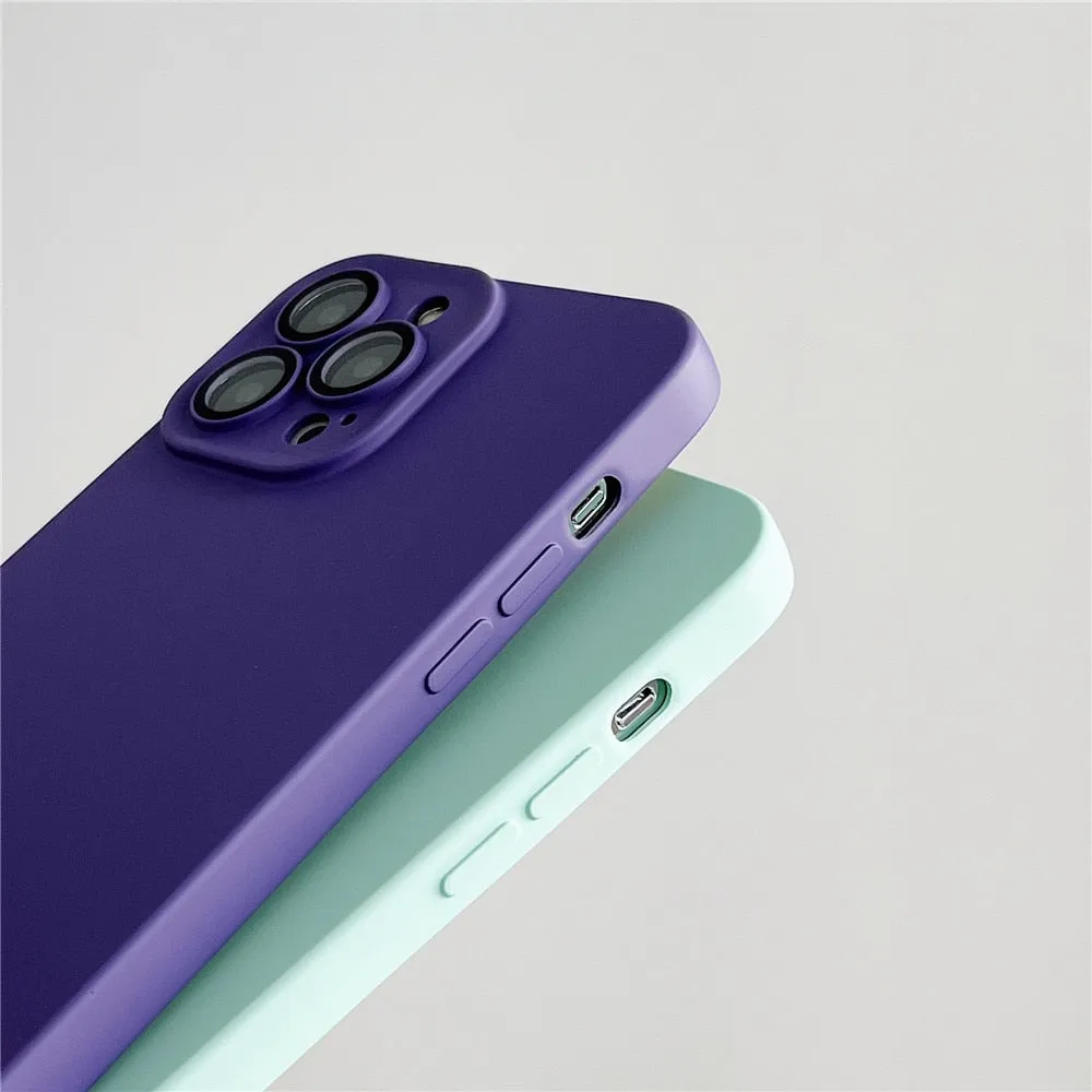 Anymob iPhone Green Silicon Phone Cases Lens Protector Film Soft Shockproof Cover