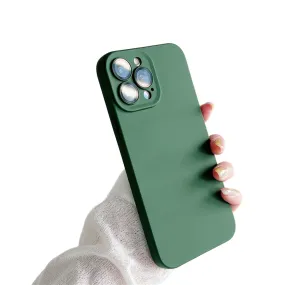 Anymob iPhone Green Silicon Phone Cases Lens Protector Film Soft Shockproof Cover