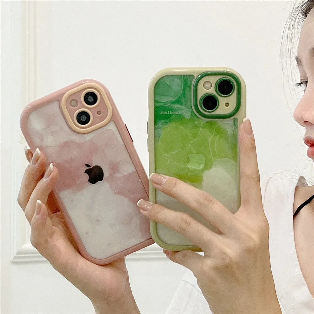 Anymob iPhone Green Smoke Acrylic Watercolor Phone Case Transparent Shockproof Cover