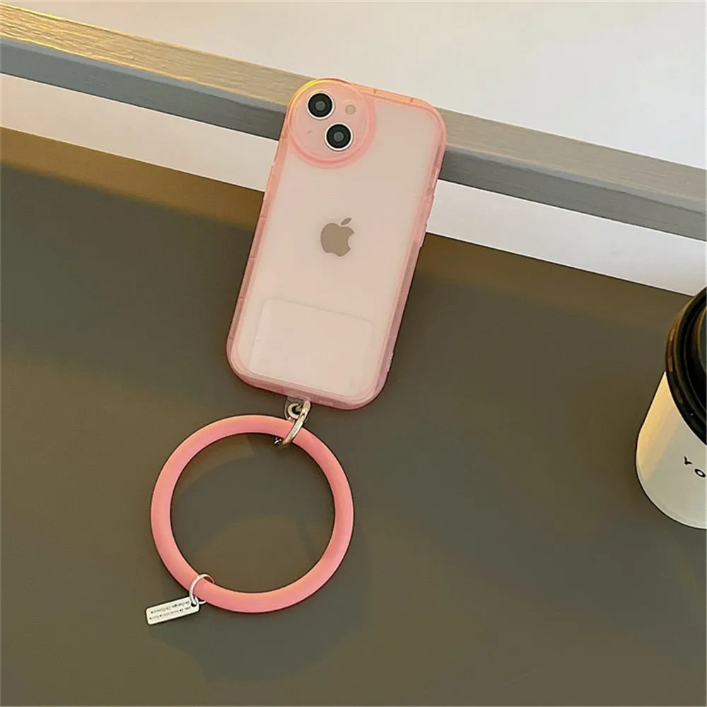 Anymob iPhone Pink Stylish Wristband Ring Clear Soft Phone Case Shockproof Bracelet Silicon Cover