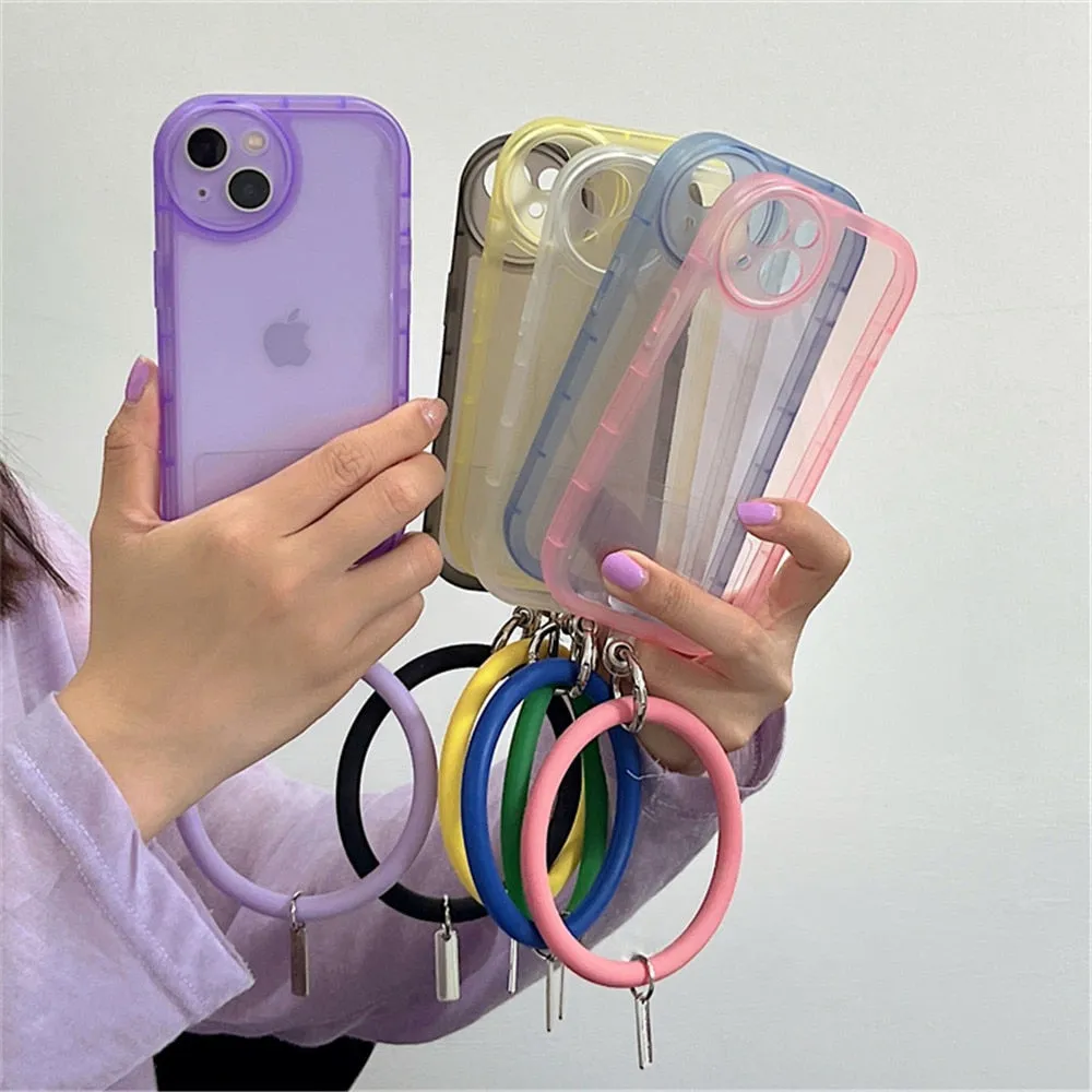 Anymob iPhone Pink Stylish Wristband Ring Clear Soft Phone Case Shockproof Bracelet Silicon Cover