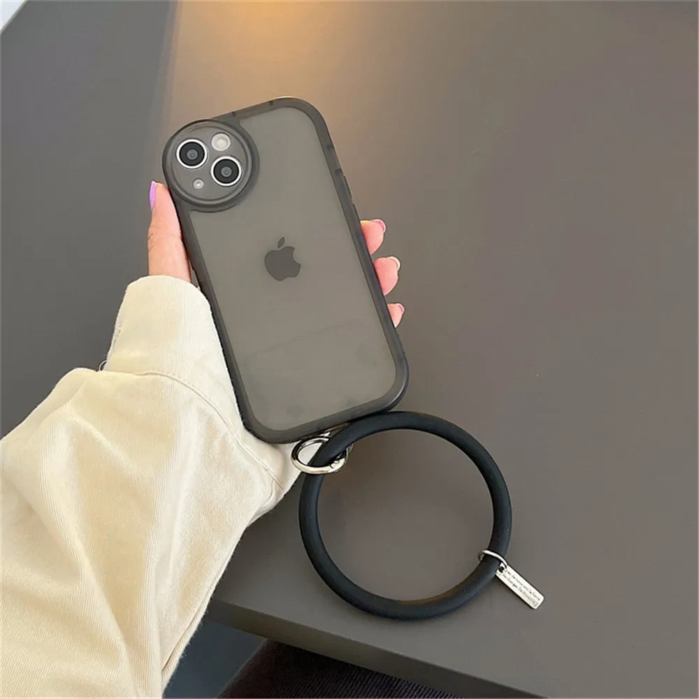 Anymob iPhone Pink Stylish Wristband Ring Clear Soft Phone Case Shockproof Bracelet Silicon Cover