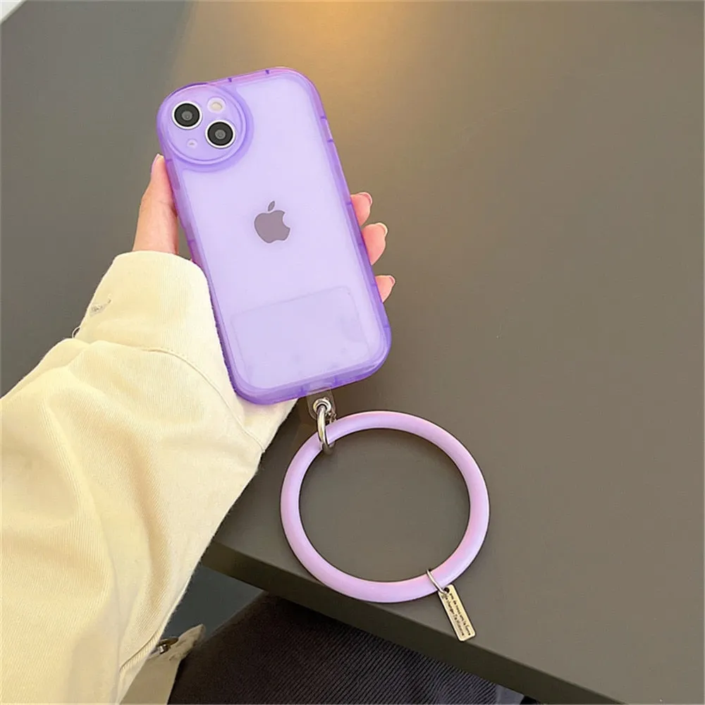 Anymob iPhone Pink Stylish Wristband Ring Clear Soft Phone Case Shockproof Bracelet Silicon Cover
