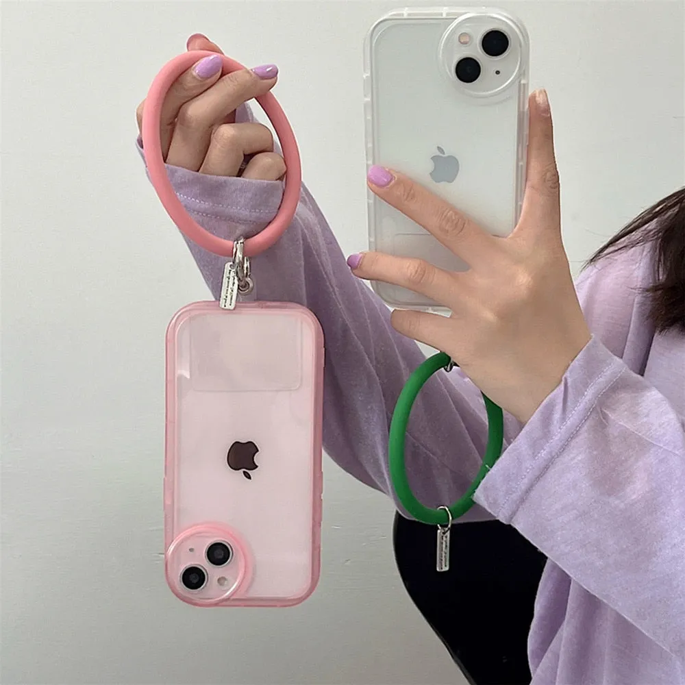 Anymob iPhone Pink Stylish Wristband Ring Clear Soft Phone Case Shockproof Bracelet Silicon Cover